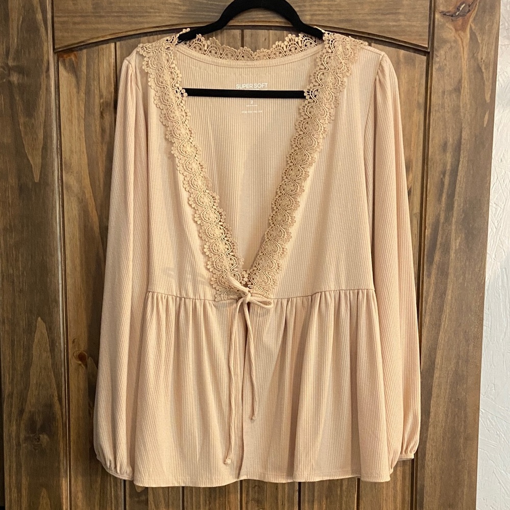 Torrid Cream Lace Trim Cardigan